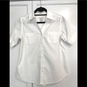 Chico's No Iron White Short-Sleeved Camp Shirt